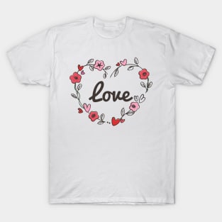 Adorable & Cute Love Flowery Flowers Love Heart T-Shirt